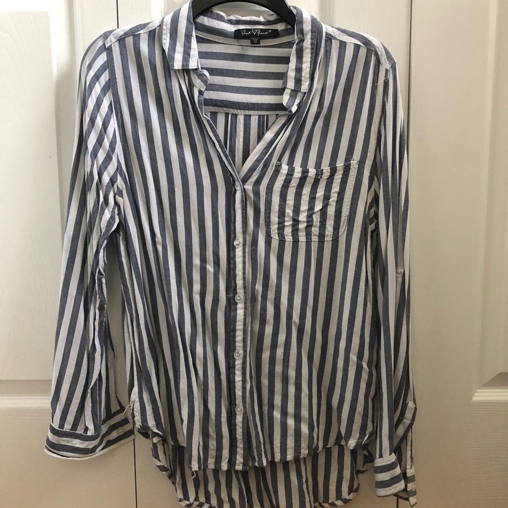 Size Medium Blue & White Striped Blouse